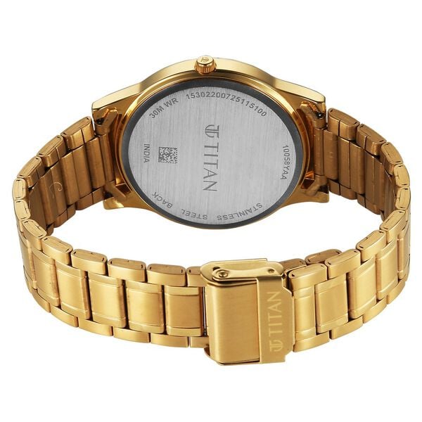 Titan Karishma Festive 3.0 10058YM04 Quartz Analog Green Dial Golden Stainless Steel Strap Men’s Watch