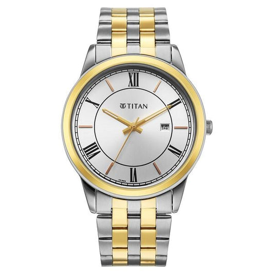 Titan Karishma Festive 3.0 (10060BM01) Quartz Analog Silver Dial Dual-Tone Stainless Steel Men’s Watch
