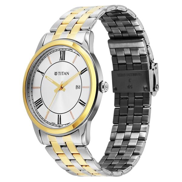 Titan Karishma Festive 3.0 (10060BM01) Quartz Analog Silver Dial Dual-Tone Stainless Steel Men’s Watch