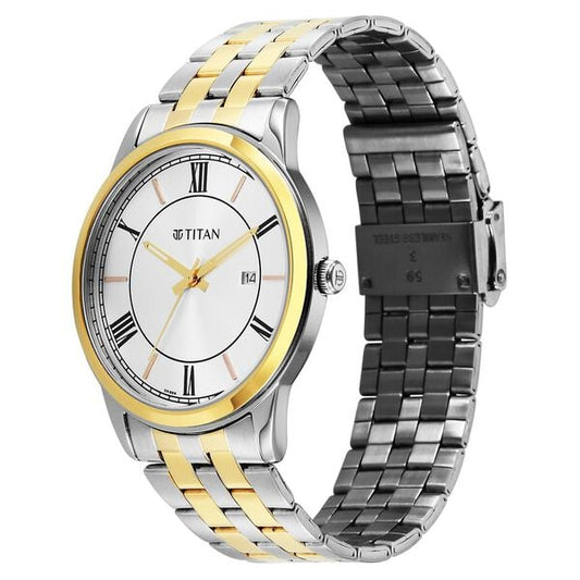 Titan Karishma Festive 3.0 (10060BM01) Quartz Analog Silver Dial Dual-Tone Stainless Steel Men’s Watch
