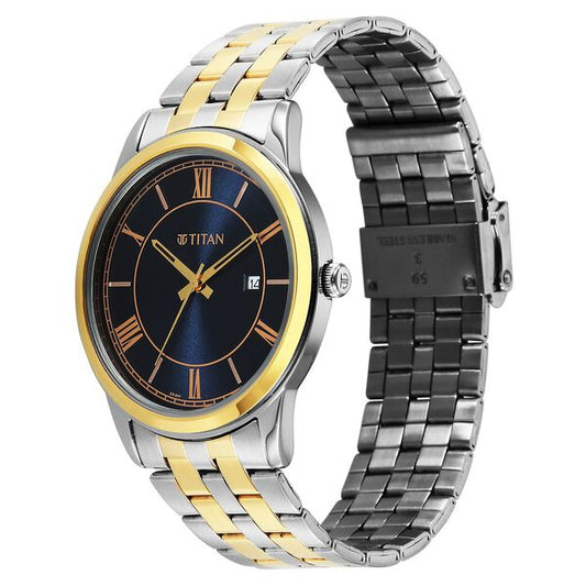 Titan Karishma Festive 10060BM03 Quartz Analog Black Dial Dual-Tone Stainless Steel Strap Men’s Watch