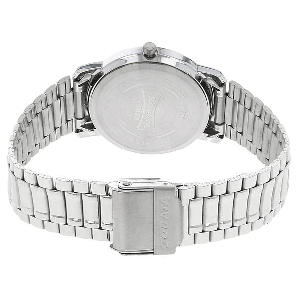 Sonata 1013SM01 Quartz Analog White Dial Stainless Steel Strap Watch for Men – White/Silver