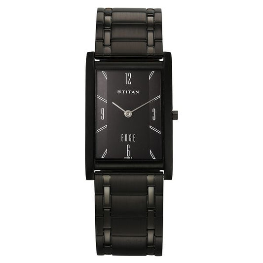 Titan 1043NM01 Black Dial Analog Watch for Men – Black Stainless Steel Strap, Quartz Movement