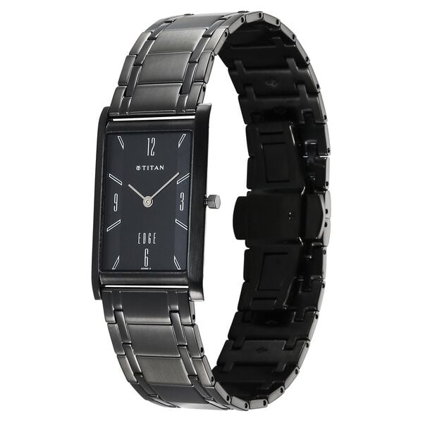 Titan 1043NM01 Black Dial Analog Watch for Men – Black Stainless Steel Strap, Quartz Movement