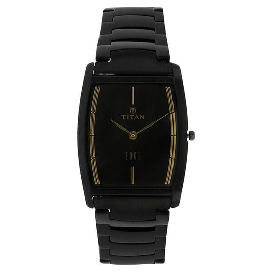 Titan 1044NM01 Men’s Analog Quartz Watch — Black Dial & Black Stainless Steel Bracelet