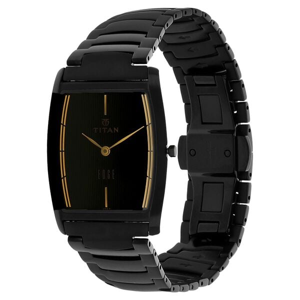 Titan 1044NM01 Men’s Analog Quartz Watch — Black Dial & Black Stainless Steel Bracelet