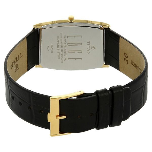 Titan – 1044YL04 Edge Silver Dial Tonneau Analog Leather Strap Men’s Watch
