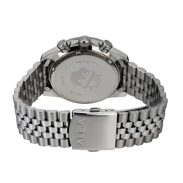 Alba A4B029X1 Men's Quartz Chronograph Watch Deep Green Dial Silver Stainless Steel Bracelet