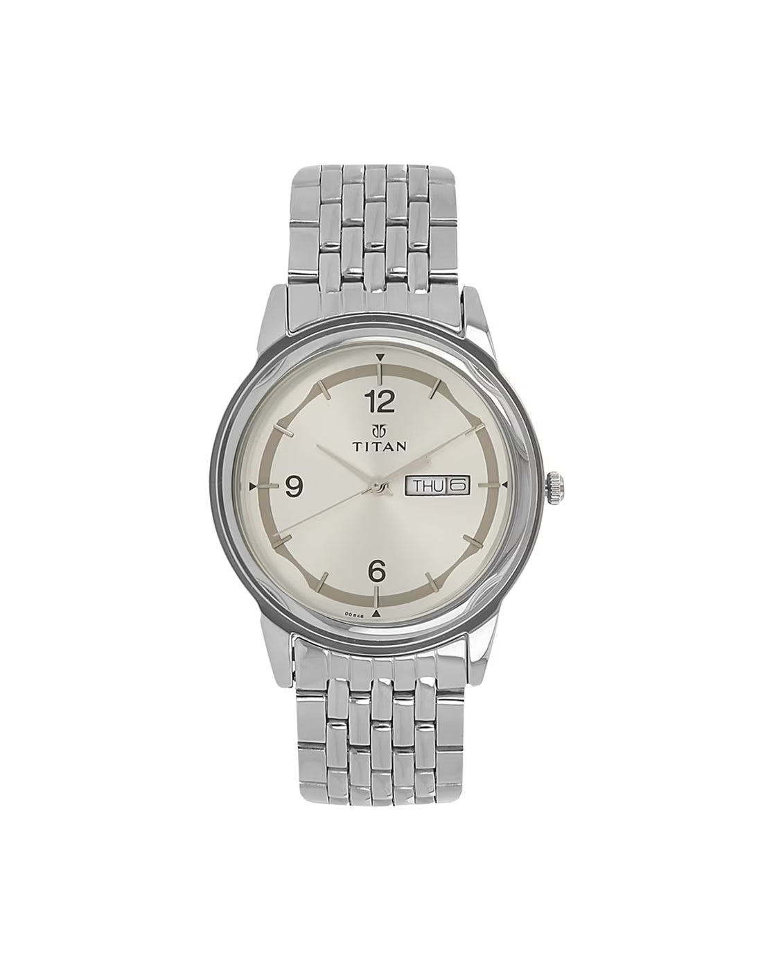 Titan 1638SM01 Men’s Silver-Dial Analog Watch with Stainless Steel Strap