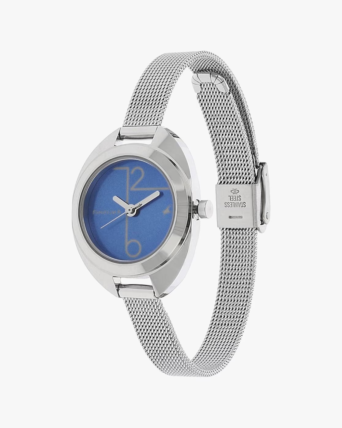 Fastrack 6125SM01 Quartz Analog Blue Dial Silver Stainless Steel Mesh Strap Women’s Watch