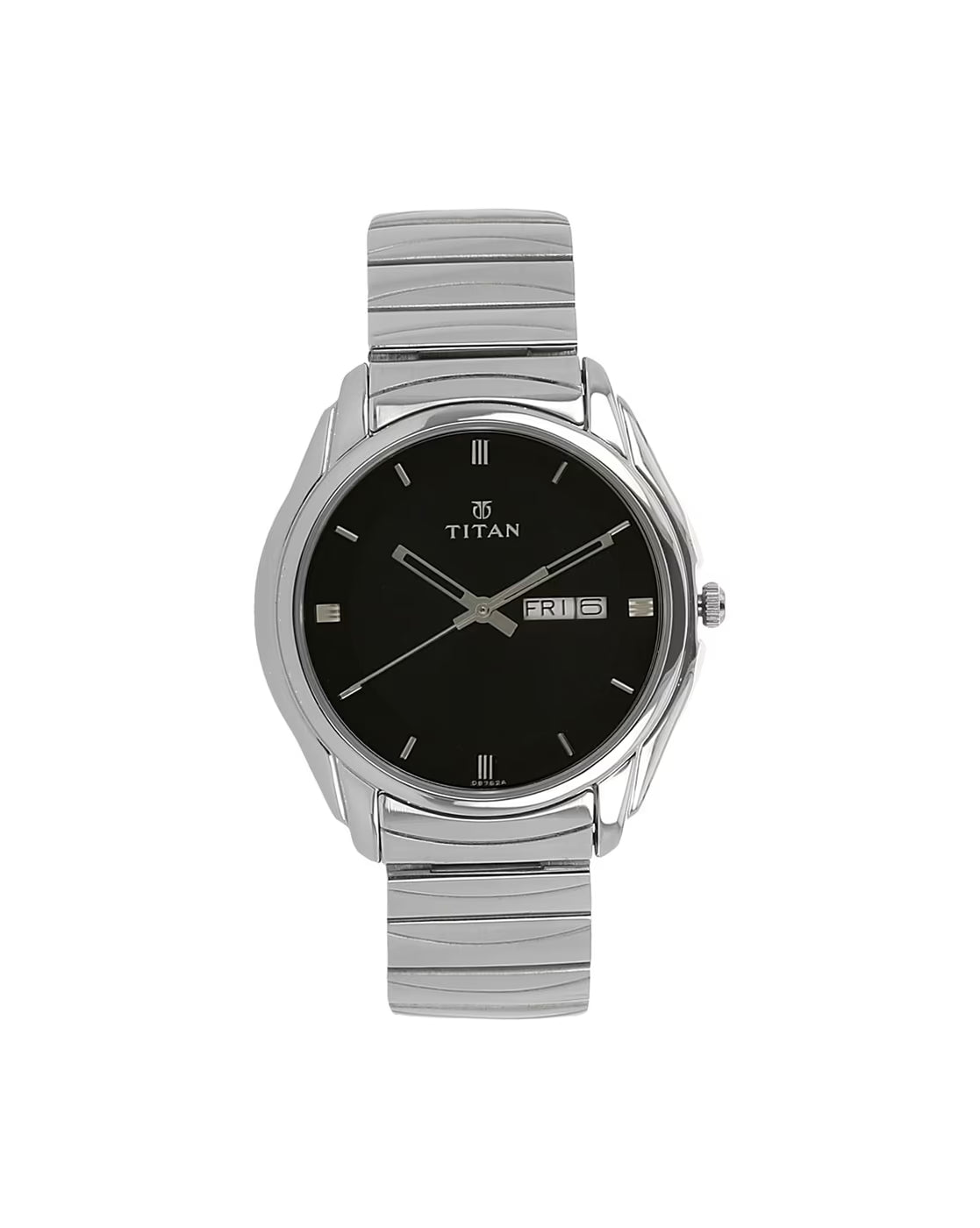Titan 1578SM04 Men Black Dial Stainless Steel Strap Quartz Day-Date Watch