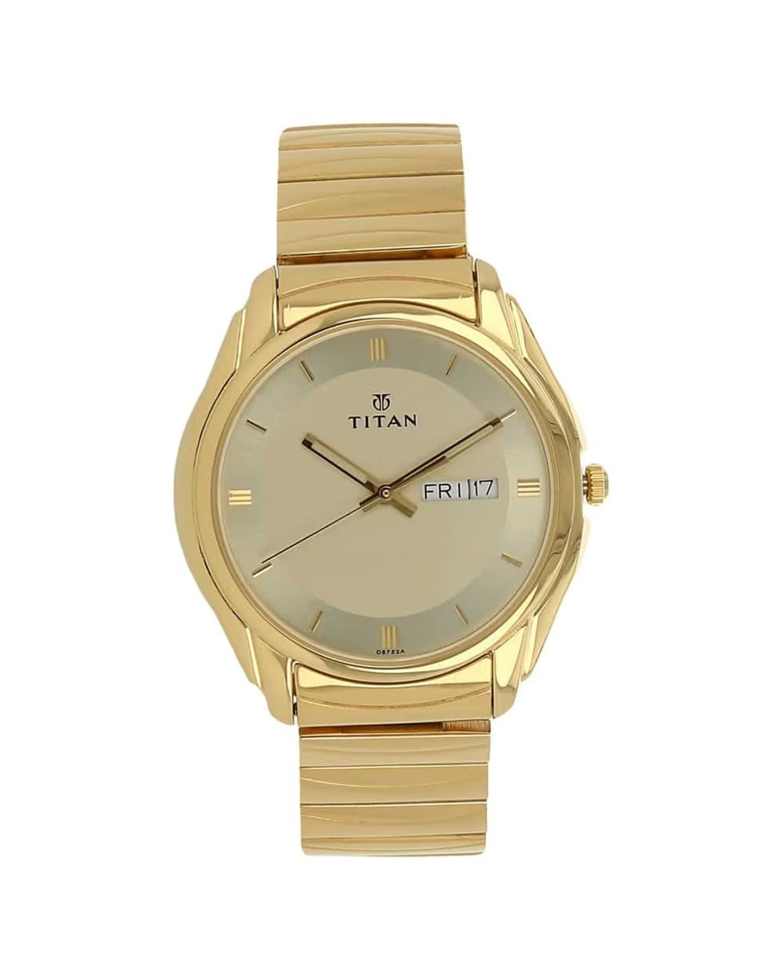 Titan 1578YM05 Men Champagne Dial Gold Stainless Steel Strap Watch