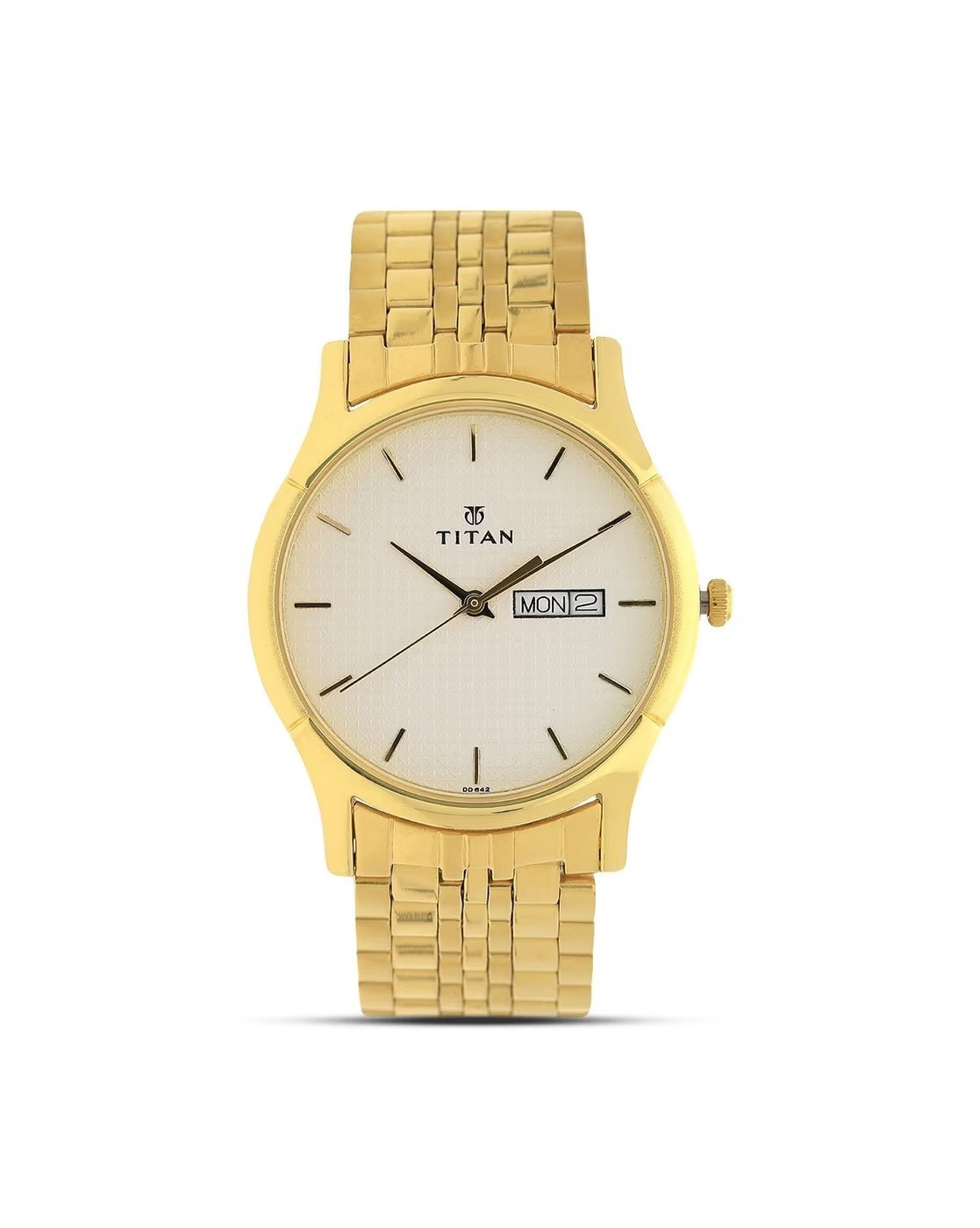 Titan 1636YM01 Men Silver Dial Gold-Tone Stainless Steel Strap Quartz Watch