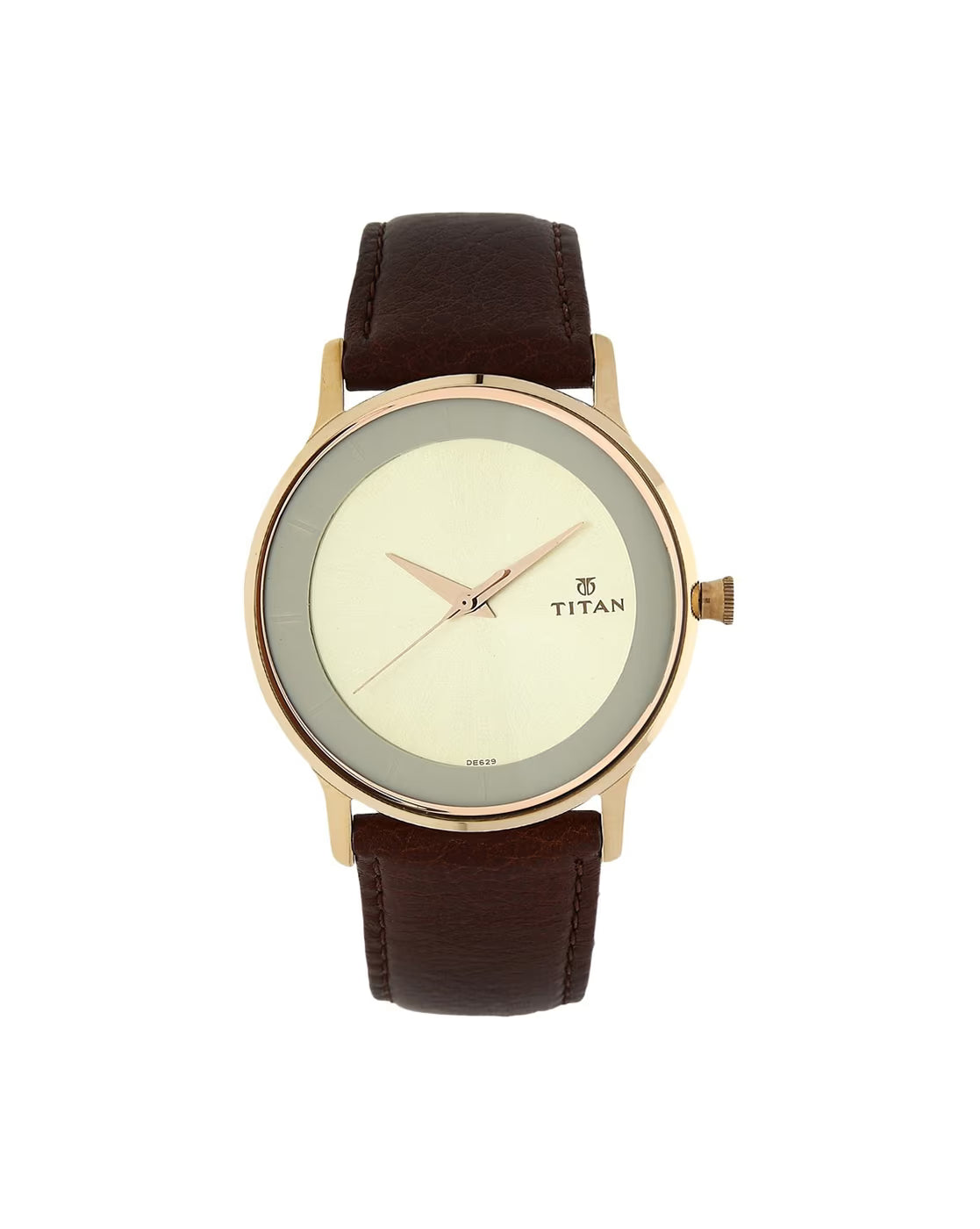 Titan 1672WL01 Men Champagne Dial Leather Strap Quartz Watch