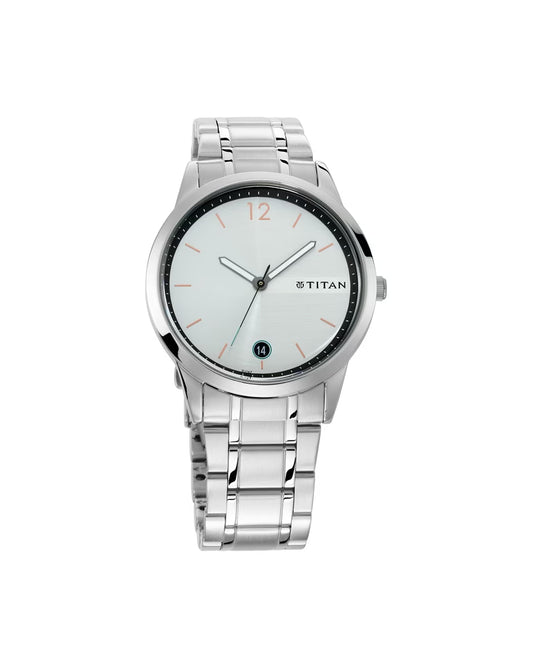 Titan 1806SM01 Men Silver Dial Stainless Steel Strap Quartz Analog Watch