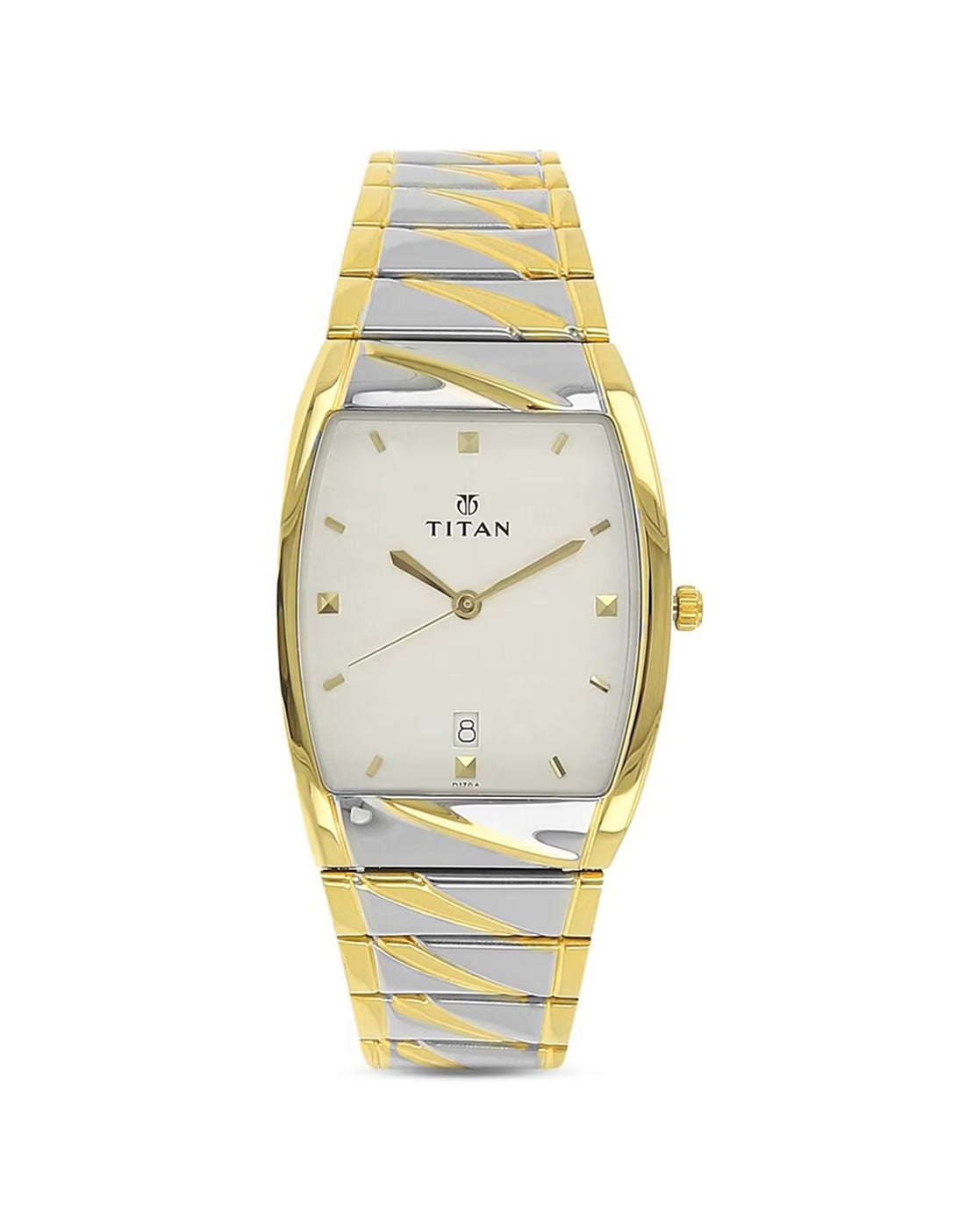 Titan 9315BM01 Men’s White-Dial Analog Watch with Silver Stainless Steel Strap