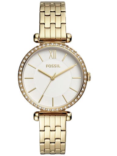 Fossil BQ3498I Women's Quartz Analog Watch White Dial Gold Stainless Steel Strap