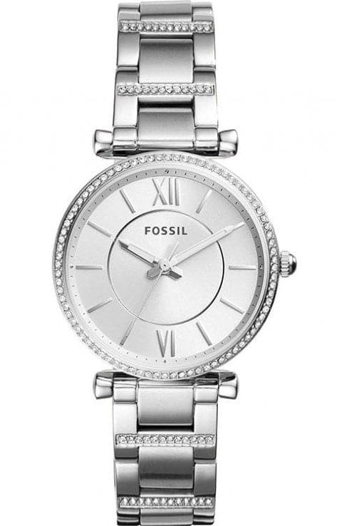 Fossil ES4341 Carlie Silver Dial Women's Stainless Steel Analog Watch