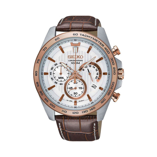 Seiko SSB306P1 Men Quartz White Dial Stainless Steel Chronograph Watch