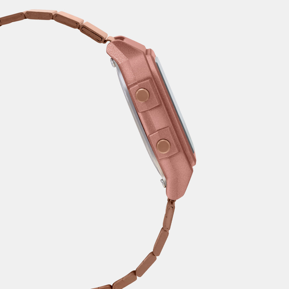 Casio D200 Vintage Unisex Quartz Digital Watch with Rose Gold Dial & Black Display