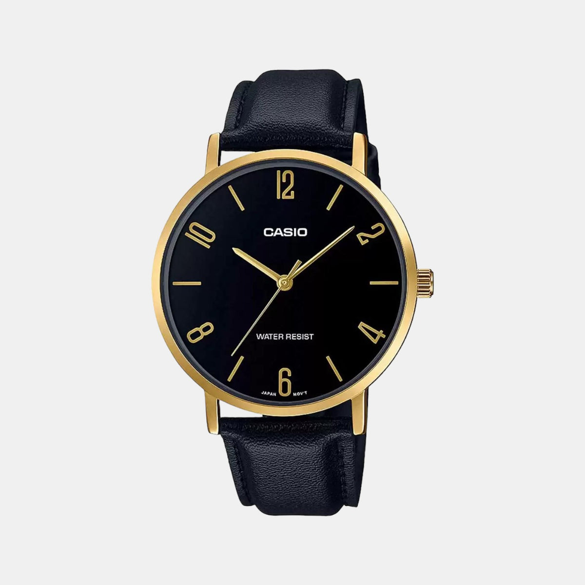 Casio A1819 Enticer Men’s Analog Quartz Watch with Black Dial & Black Leather Strap