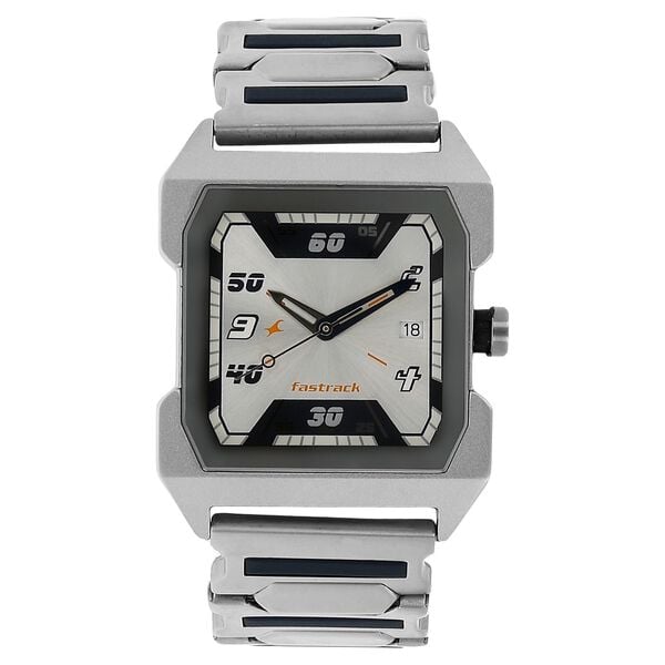 Fastrack 1474SM01 Quartz Analog Silver Dial with Stainless Steel Strap Watch for Men
