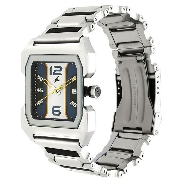 Fastrack 1474SM05 Hitlist Quartz Analog Blue Dial with Stainless Steel Strap Watch for Men