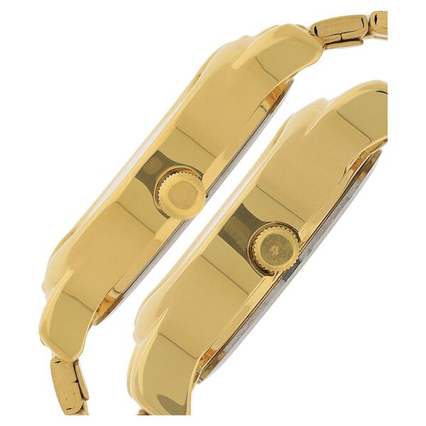 Titan 15802490YM05 Unisex Couple’s Champagne/Beige Dial Quartz Analog Round Stainless Steel Watches