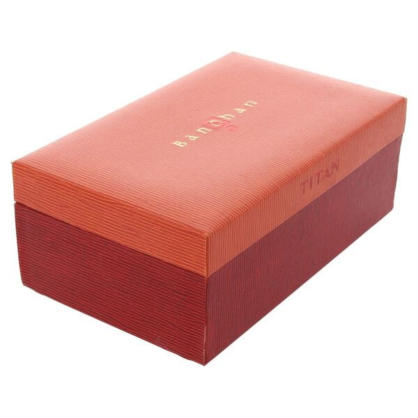 Titan NN15812488YM05 Couple’s Rectangle Champagne-Dial Analog Watch with Gold Metal Strap