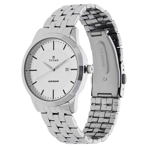 Titan 1584SM03 White Dial Silver Stainless Steel Men’s Analog Watch