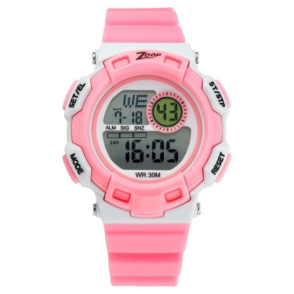 Zoop NT16009PP05 Digital Kids Watch with Grey Digital Dial & Pink PU Strap