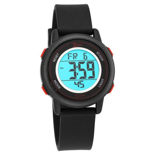 Zoop NR16015PP01 Digital Quartz Kids’ Watch with Digital Display and Black Silicone Strap