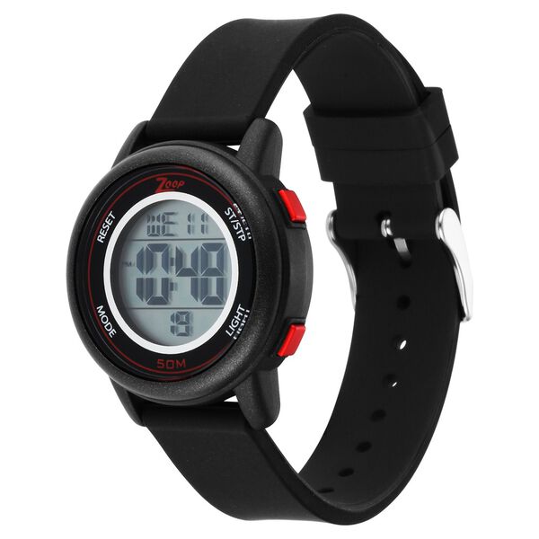 Zoop NR16015PP01 Digital Quartz Kids’ Watch with Digital Display and Black Silicone Strap