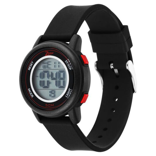 Zoop NR16015PP01 Digital Quartz Kids’ Watch with Digital Display and Black Silicone Strap