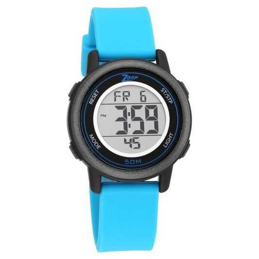 Zoop NR16015PP02 Digital Quartz Kids’ Watch with Digital Display and Blue Silicone Strap