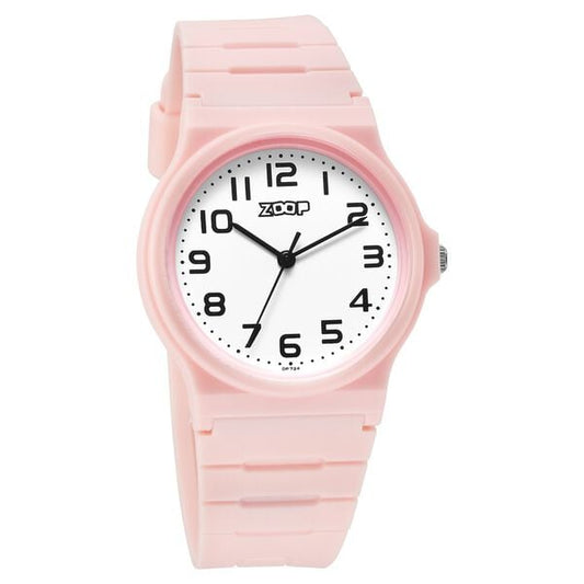 Zoop NT16032PP01W Analog Quartz Kids’ Watch with White Dial and Pink PU Strap