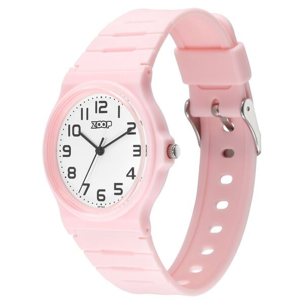 Zoop 16032PP01W Analog Quartz Kids’ Watch with White Dial and Pink PU Strap
