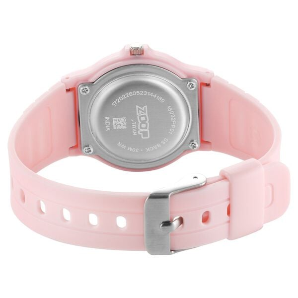 Zoop 16032PP01W Analog Quartz Kids’ Watch with White Dial and Pink PU Strap