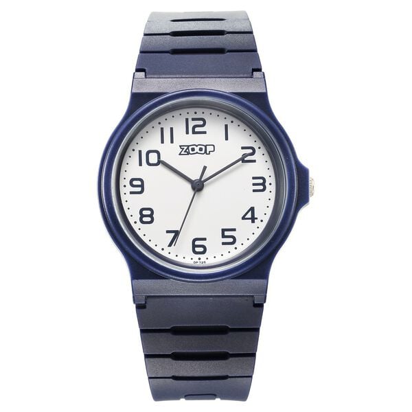 Zoop NT16032PP02W “Back To School” Analog Kids Watch with White Dial & Blue PU Strap