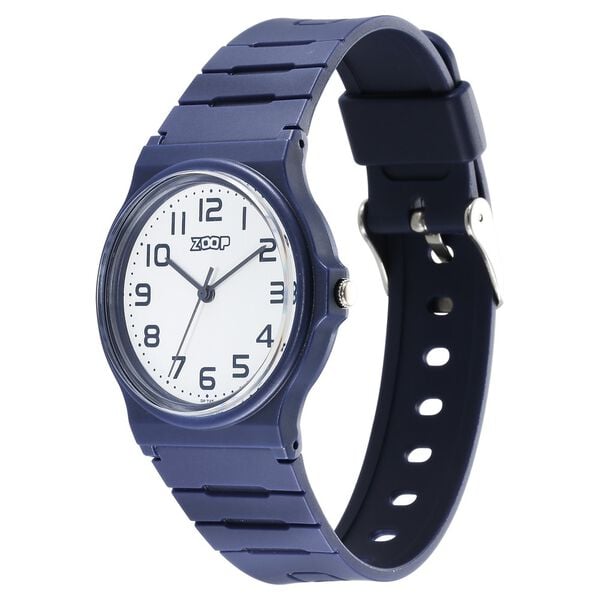 Zoop 16032PP02W “Back To School” Analog Kids Watch with White Dial & Blue PU Strap