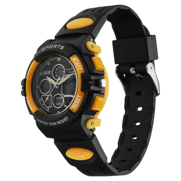 Zoop 16033PP01W Quartz Kids’ Watch with Black Dial and Black Plastic Strap