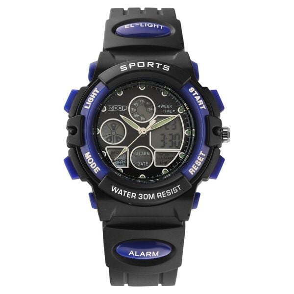 Zoop 16033PP02W Ana-Digi/Analog-Digital Black Dial Black Strap Watch