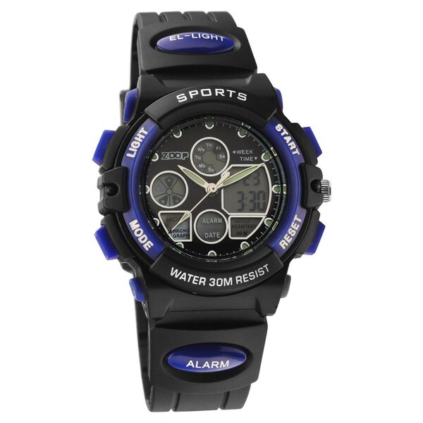 Zoop 16033PP02W Quartz Kids’ Watch with Black Dial and Black Plastic Strap