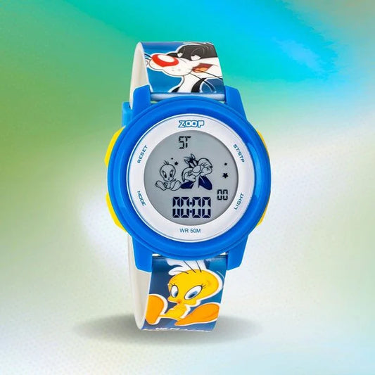 Zoop by Titan Kids Digital Watch 16043PP10 | Looney Tunes Blue Polyether Strap