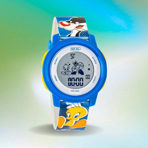 Zoop by Titan Kids Digital Watch 16043PP10 | Looney Tunes Blue Polyether Strap
