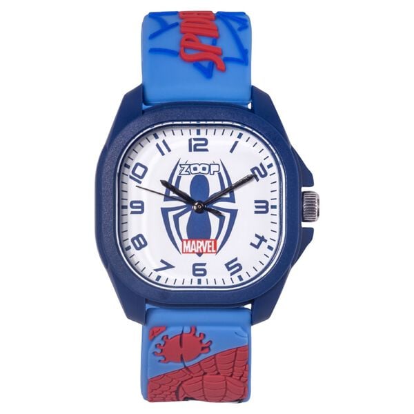 Zoop 16045PP04W Marvel Spider-Man Quartz Analog White Dial Blue Silicone Strap Kids Watch