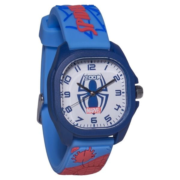 Zoop 16045PP04W Marvel Spider-Man Quartz Analog White Dial Blue Silicone Strap Kids Watch
