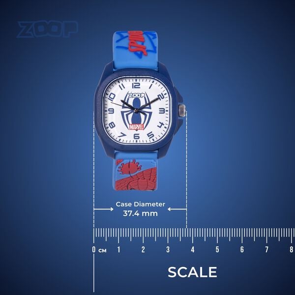 Zoop 16045PP04W Marvel Spider-Man Quartz Analog White Dial Blue Silicone Strap Kids Watch
