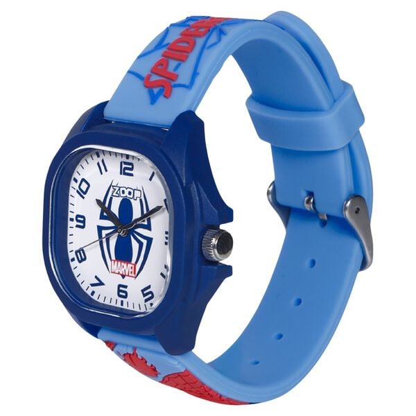 Zoop 16045PP04W Marvel Spider-Man Quartz Analog White Dial Blue Silicone Strap Kids Watch