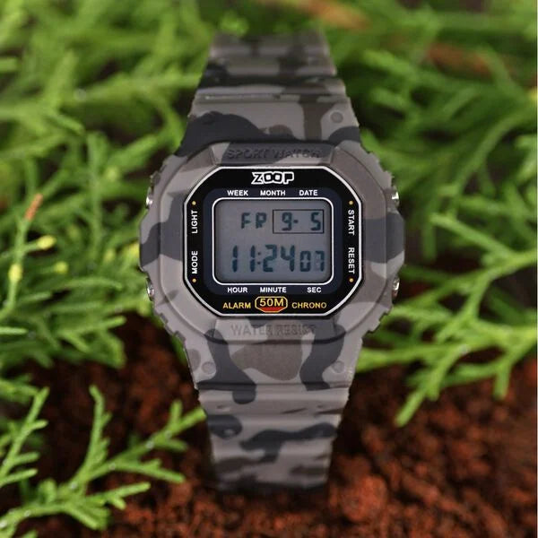 Zoop by Titan Kids Digital Watch 16052PP02 | Grey Camouflage Digital Watch with Polyether Strap